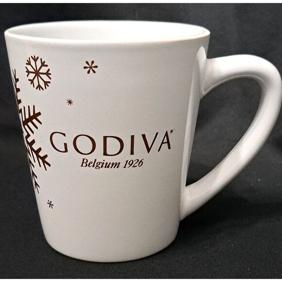 Godiva Belgium 1926 White Ceramic Coffee Mug with Snowflakes - Picture 1 of 6